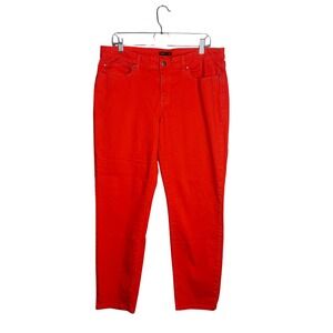 Eileen Fisher Straight Leg Jean Womens Size 14 Midrise Organic Cotton Red-Orange
